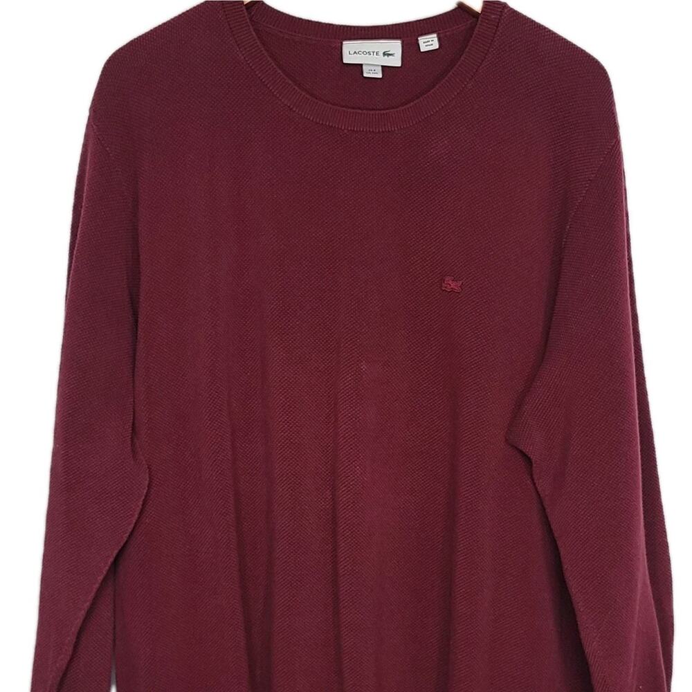 Lacoste Men's Long‎ Sleeve Henley Crewneck Shirt Maroon 3XL